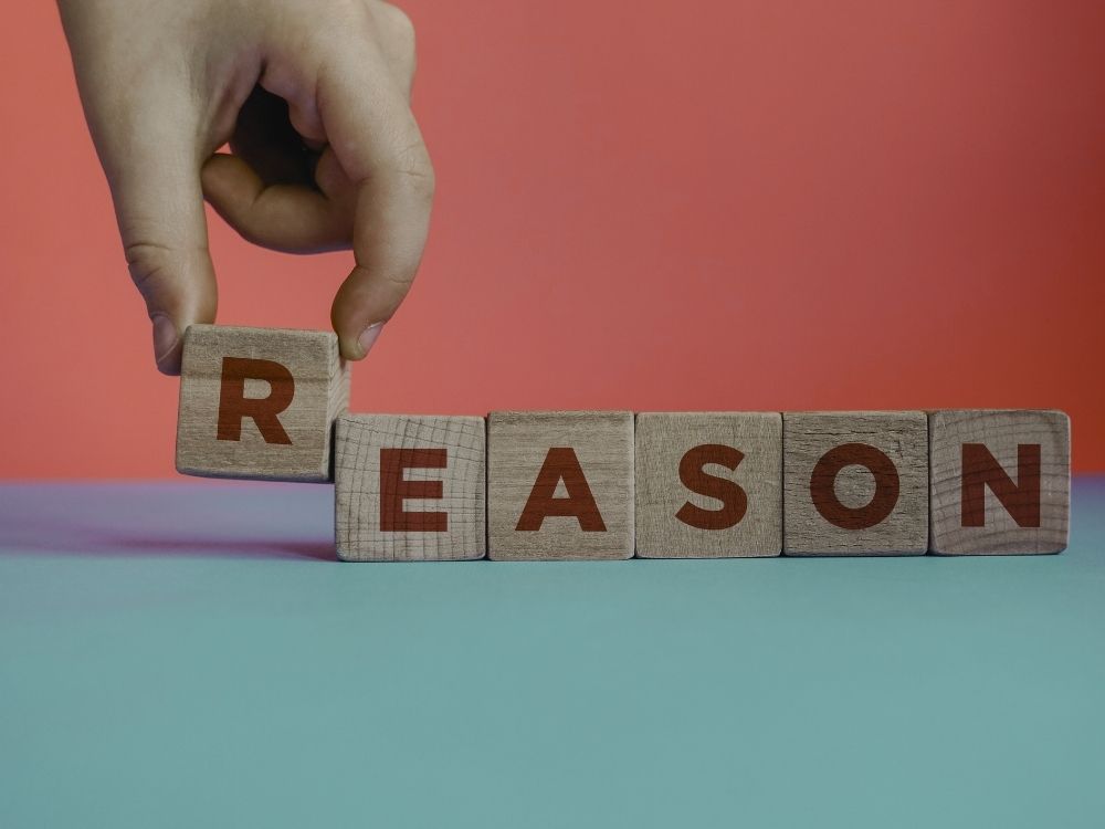 A hand holding the wooden block "R" from the word "REASON" representing the reasons why individuals should do the work to recover from toxic stress and trauma.