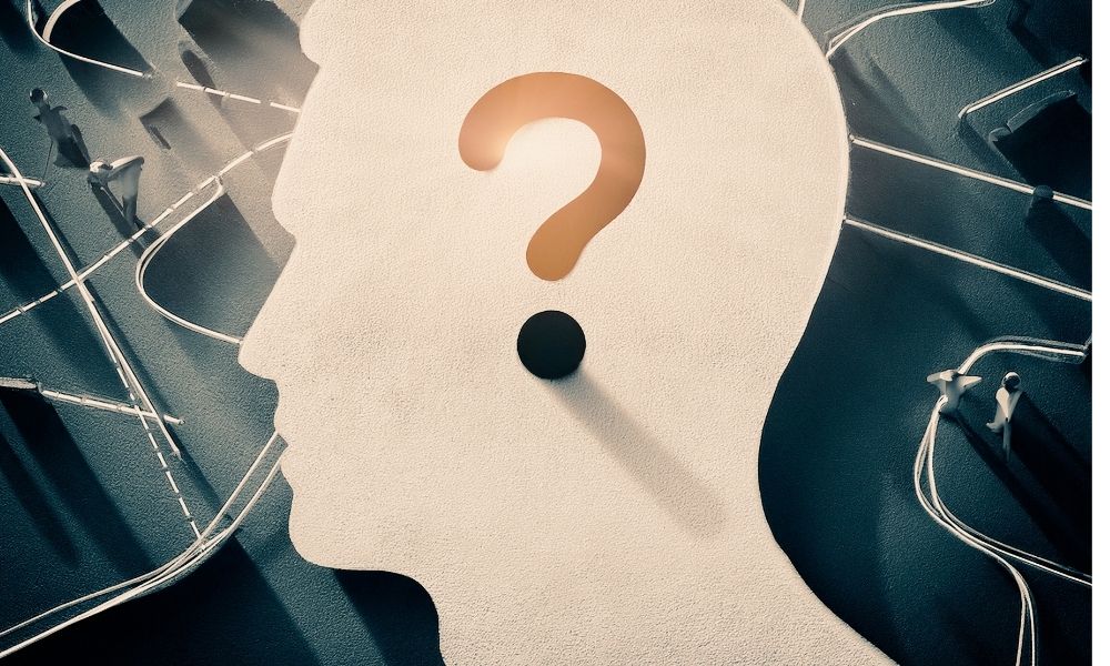 A profile of a human head with a question mark reflecting an individual's wondering if they might be struggling with toxic stress or trauma.